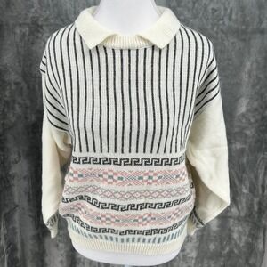 Vintage 62 East Women's Striped Fair Isle Knit Sweater Size S Super Soft